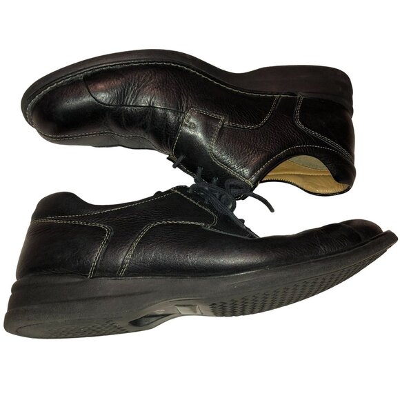 JOHNSTON & MURPHY BLACK LEATHER SHOES SIZE 9M SCHULER BICYCLE LACE UP MENS - Picture 5 of 6